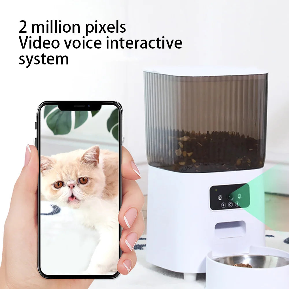 5L Smart Automatic Feeder for Cats and Dogs – Camera, Double Bowl, Dry Food Dispenser with Voice and Video Recording