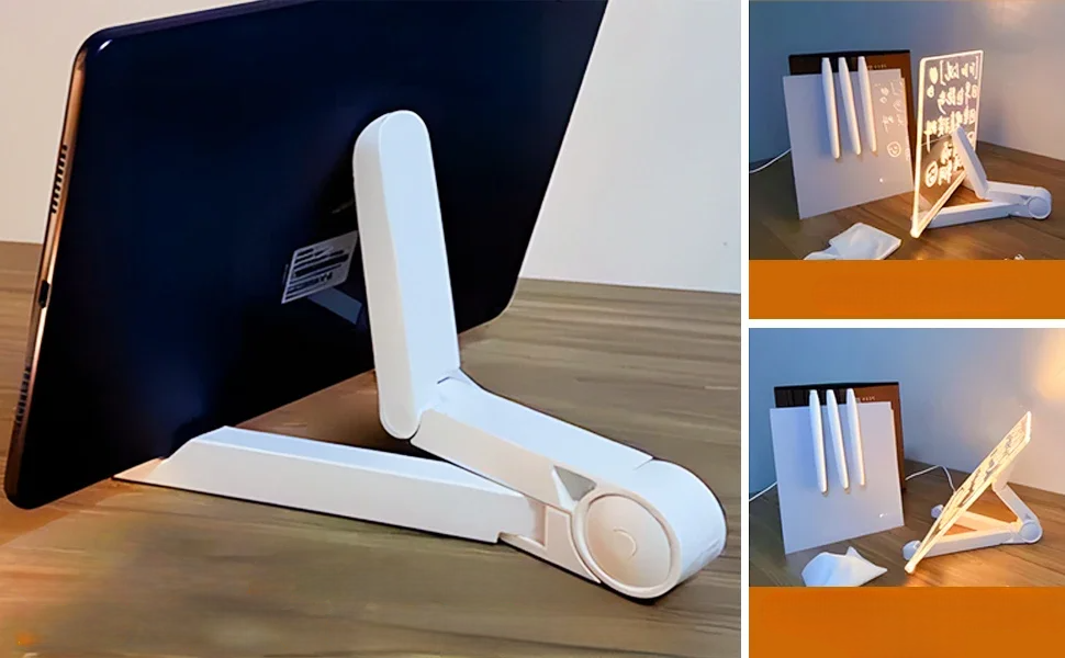 Tavoletta da disegno luminosa LED trasparente per bambini – Memo cancellabile, lavagna magica con pennarello a 7 colori e supporto