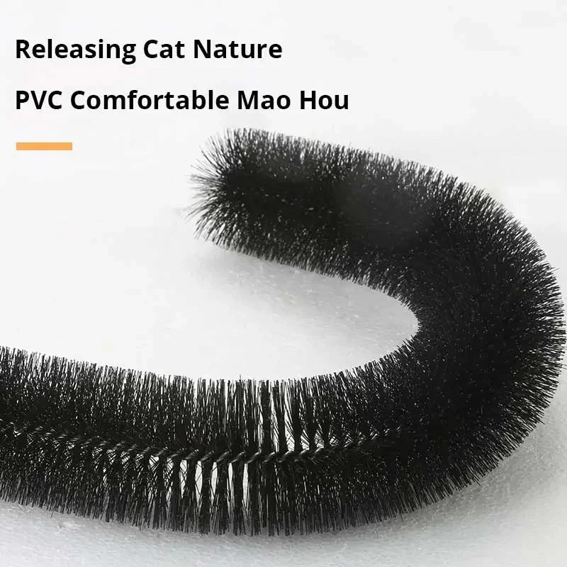 Self-Grooming Cat Toy – Massage Arch with Brush and Scratching Pad, Interactive Black Cat Toy