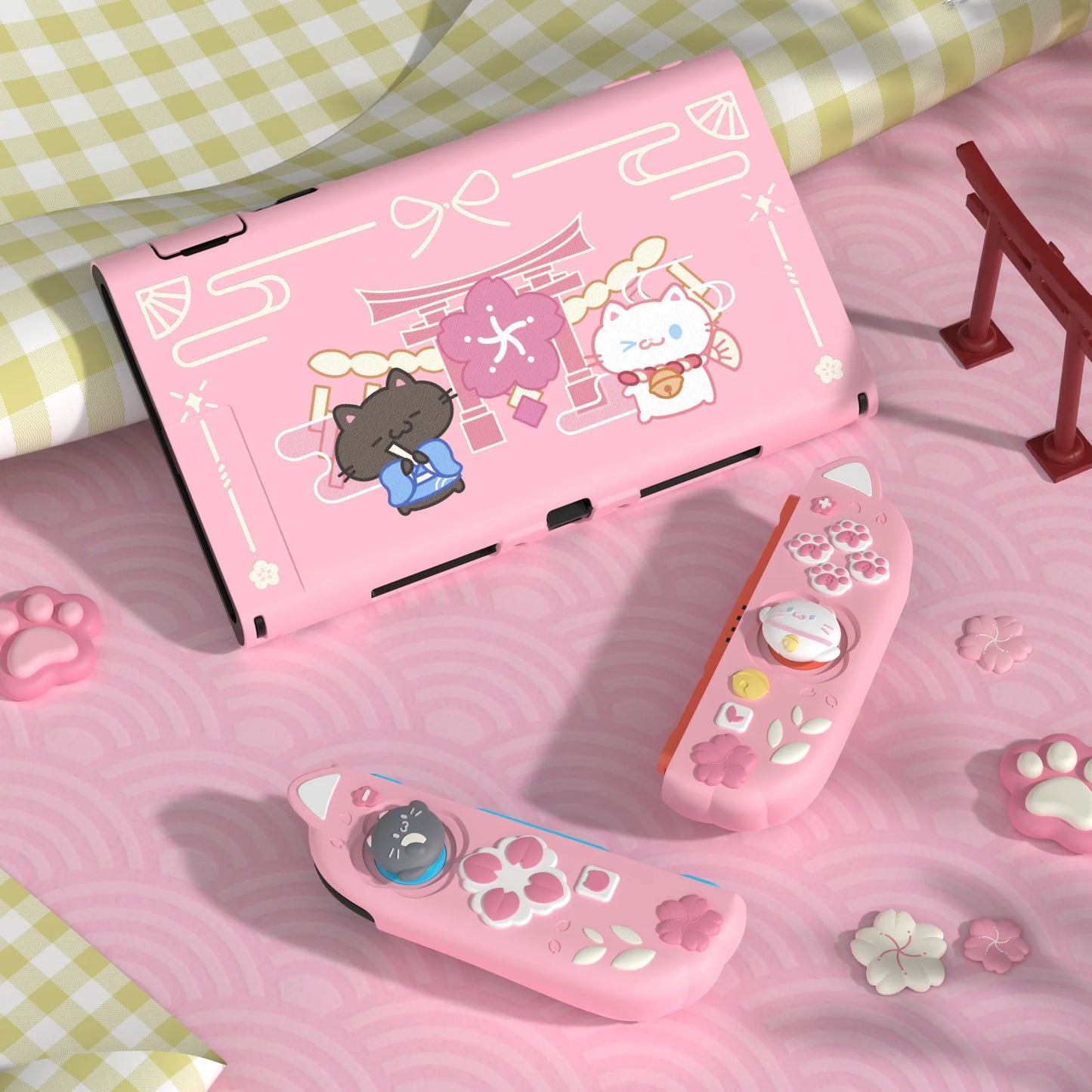 PlayVital Cherry Blossom Kitten™ – Custodia rosa adorabile con maniglie in silicone per Nintendo Switch 2 | Protezione e stile kawaii giapponese 🌸🐱
