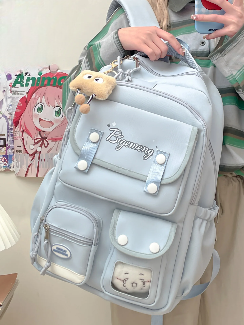 Zaino multi-tasche unisex con bambola – Ideale per liceali, studenti e bambini – Stile, moda e comfort