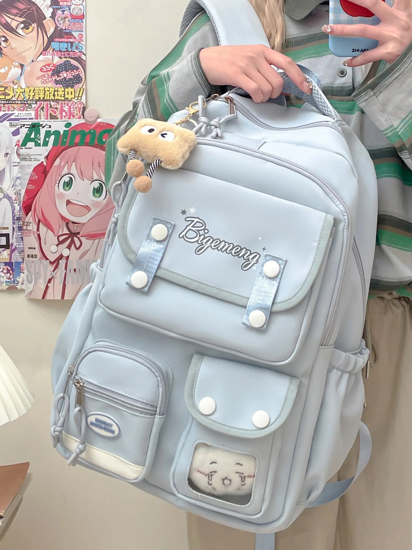 Unisex Multi-Pocket Backpack with Doll – Perfect for High School, College Students, and Kids – Stylish & Comfortable