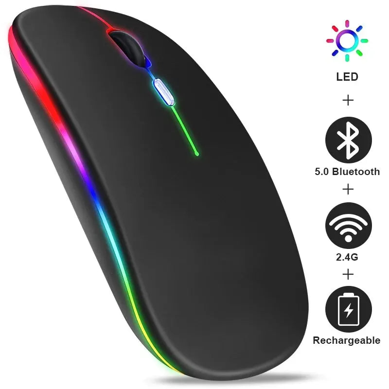 Mouse da gaming Bluetooth wireless RGB – Ergonomico & ricaricabile per PC e laptop