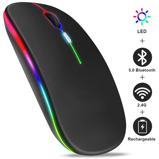 Mouse da gaming Bluetooth wireless RGB – Ergonomico & ricaricabile per PC e laptop