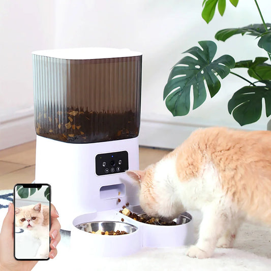 5L Smart Automatic Feeder for Cats and Dogs – Camera, Double Bowl, Dry Food Dispenser with Voice and Video Recording