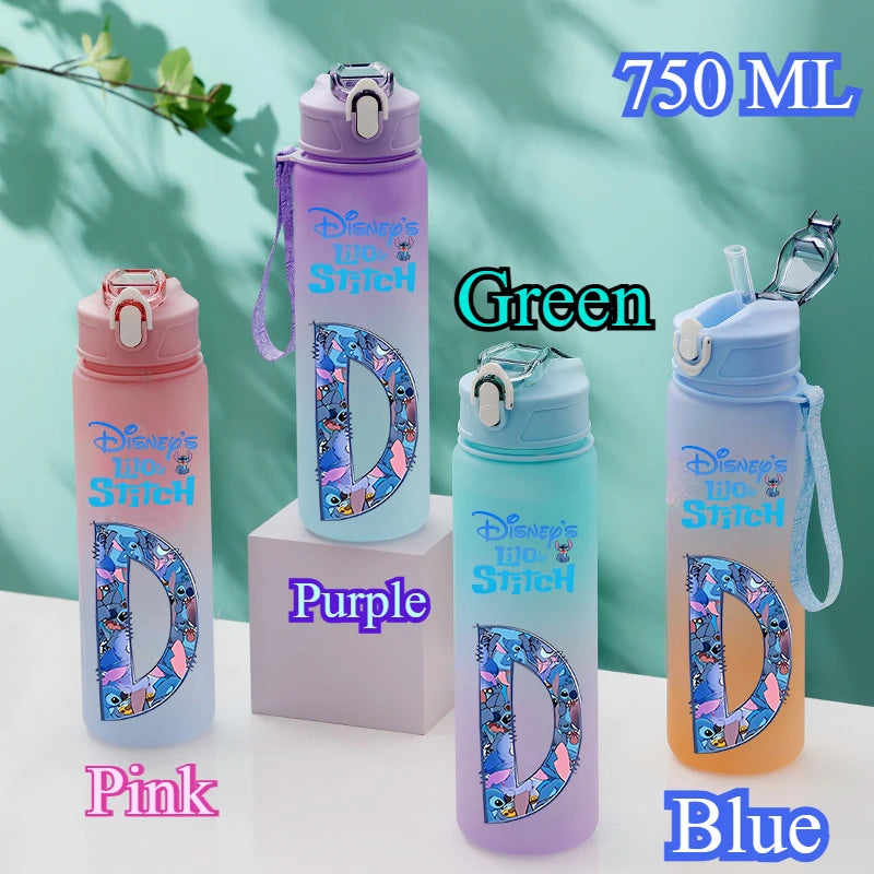 Gourde Disney 750 ML avec lettres A-Z – Grande capacité, portable, imprimée avec personnages d’anime, idéale pour l’extérieur et cadeau.