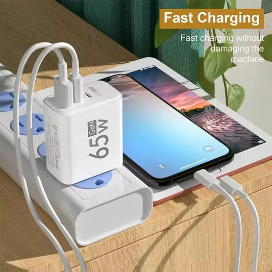 GAN 65W Fast Charging USB European Plug QC3.0 EU KR PD Fast Charging Head