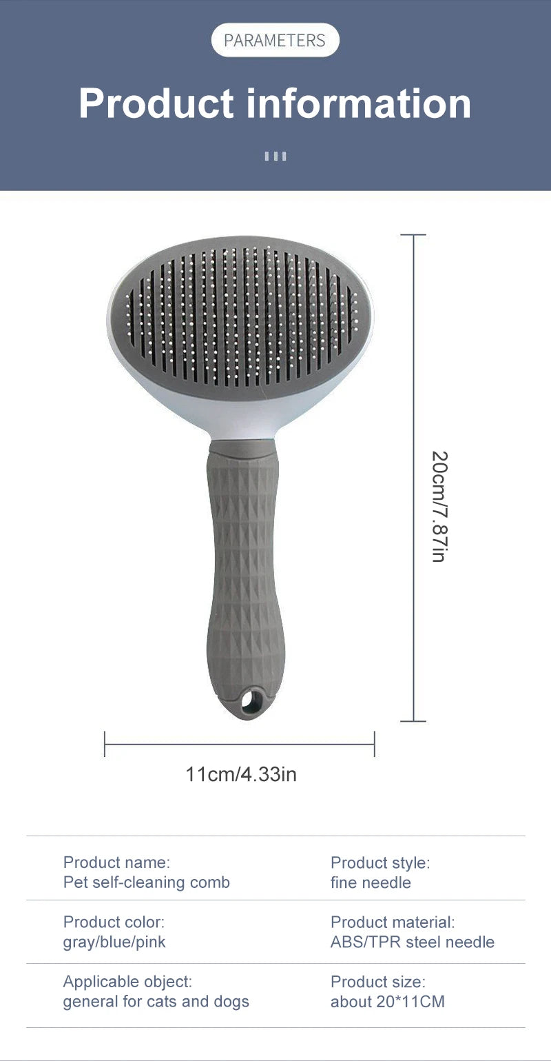 Deshedding brush for dogs and cats – grooming comb for long hair, effective hair removal, pet bath brush