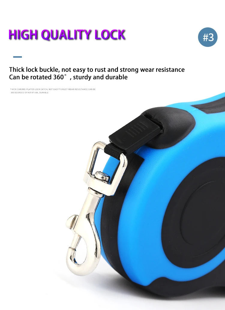 Retractable Dog Leash – 3 m / 5 m, Durable Nylon, Comfortable Handle, for Small and Medium Dogs