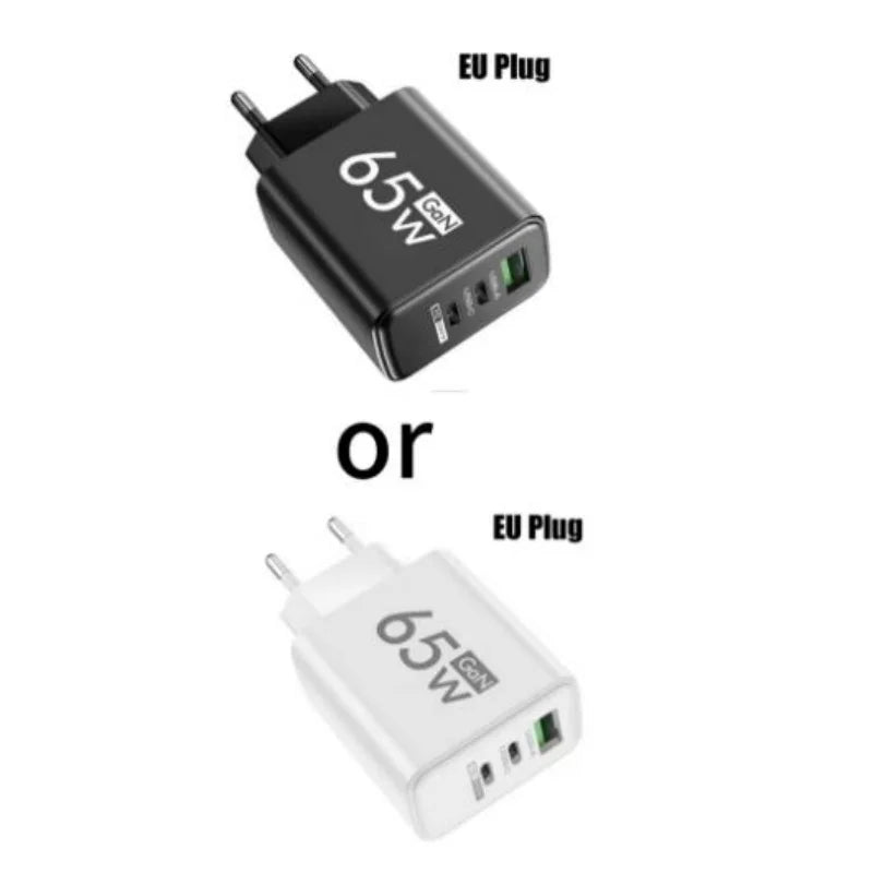 GAN 65W Fast Charging USB European Plug QC3.0 EU KR PD Fast Charging Head