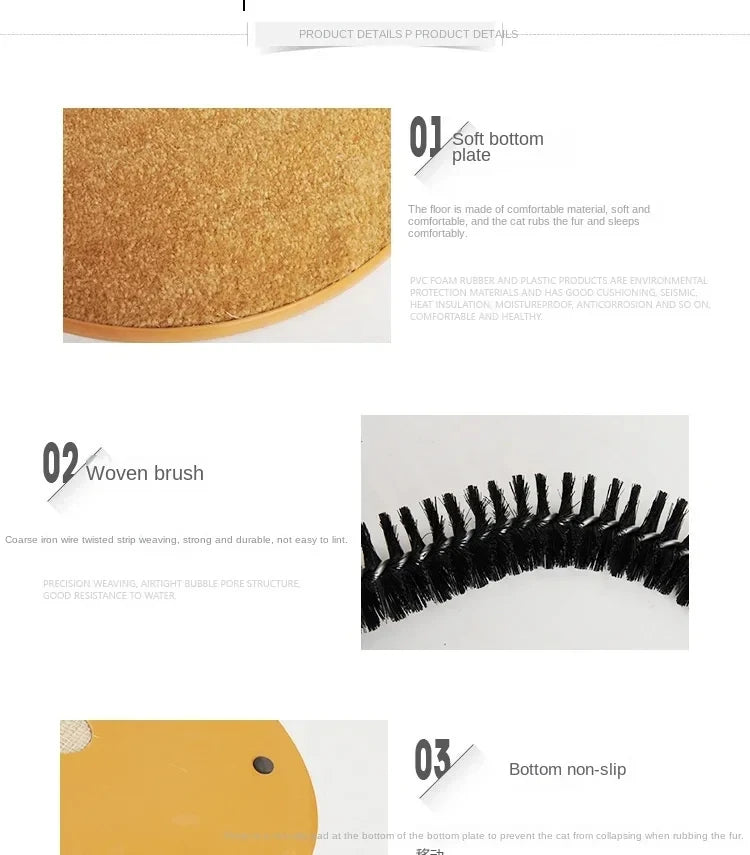 Self-Grooming Cat Toy – Massage Arch with Brush and Scratching Pad, Interactive Black Cat Toy