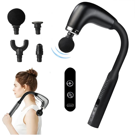 PAQIN Facial Massage Gun – Mini Electric Percussion Massager, 9 Levels, 4 Interchangeable Heads, Touchscreen LED Display, Quiet &amp; USB Rechargeable