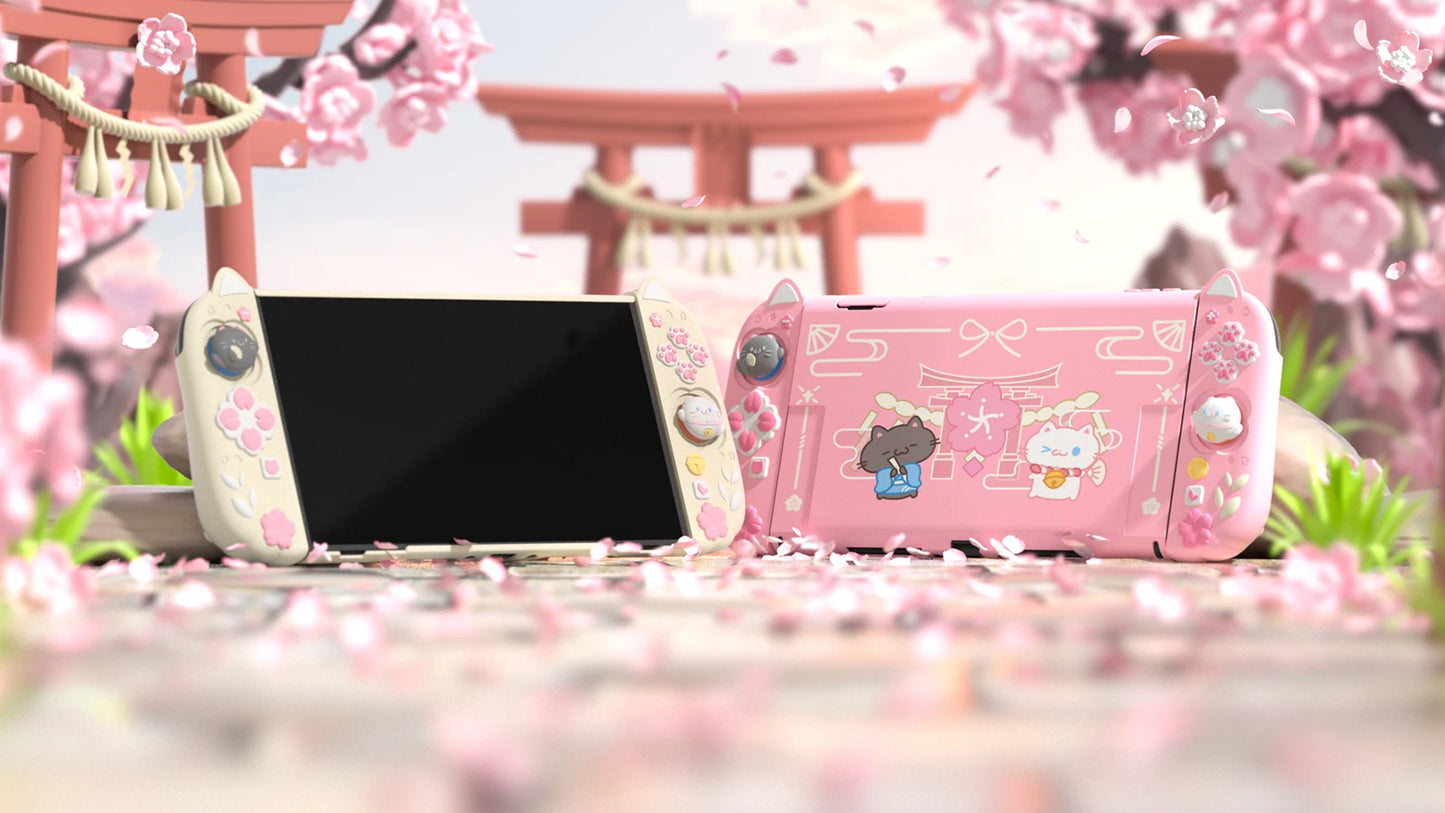 PlayVital Cherry Blossom Kitten™ – Custodia rosa adorabile con maniglie in silicone per Nintendo Switch 2 | Protezione e stile kawaii giapponese 🌸🐱