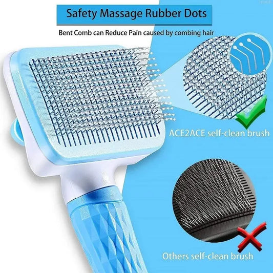Deshedding brush for dogs and cats – grooming comb for long hair, effective hair removal, pet bath brush