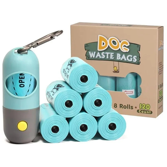 Dog Poop Bag Dispenser with Hanging Hook, Portable Travel Trash Bags, Dog Waste Pickup, Pet Cleaning Equipped with LED Light