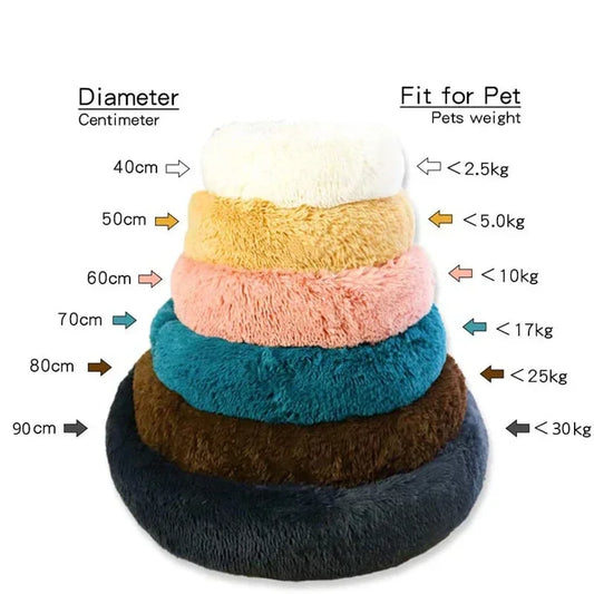 Round Pet Bed – Cozy and Warm Plush Sofa for Dogs and Cats, All Sizes