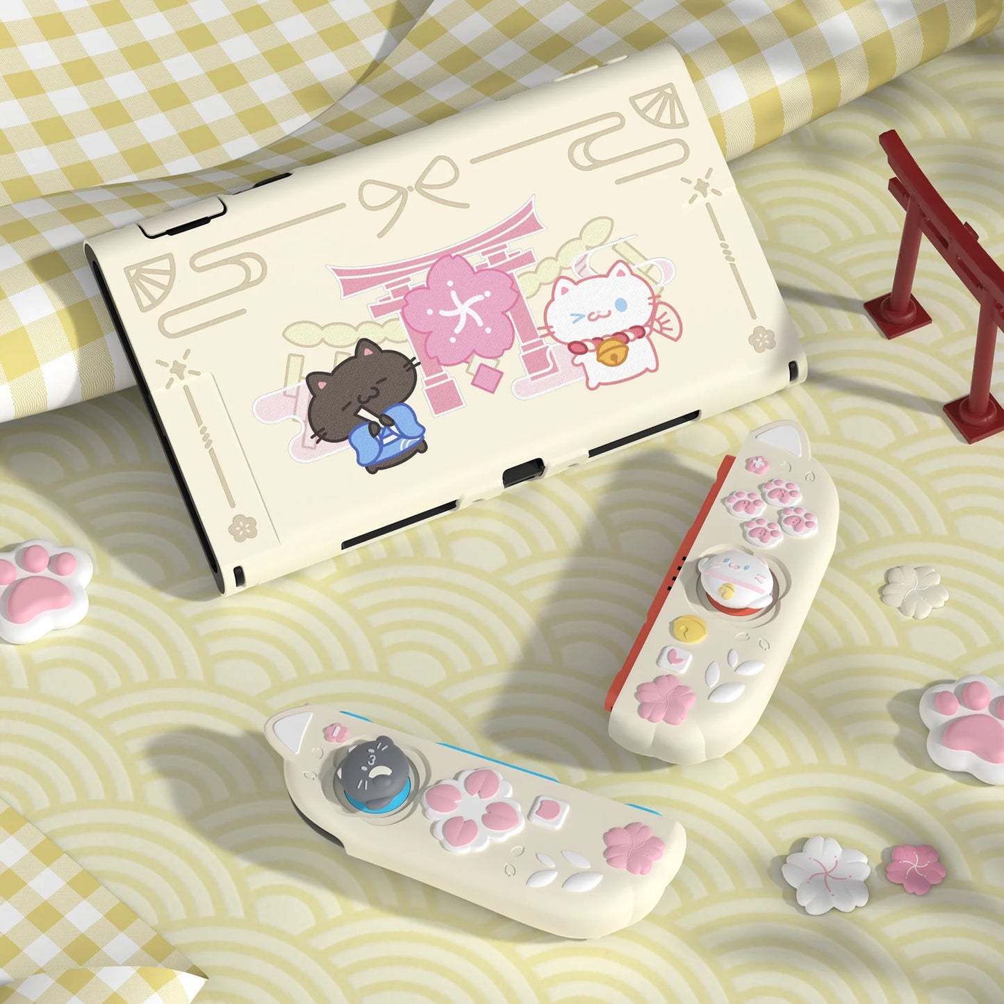 PlayVital Cherry Blossom Kitten™ – Custodia rosa adorabile con maniglie in silicone per Nintendo Switch 2 | Protezione e stile kawaii giapponese 🌸🐱