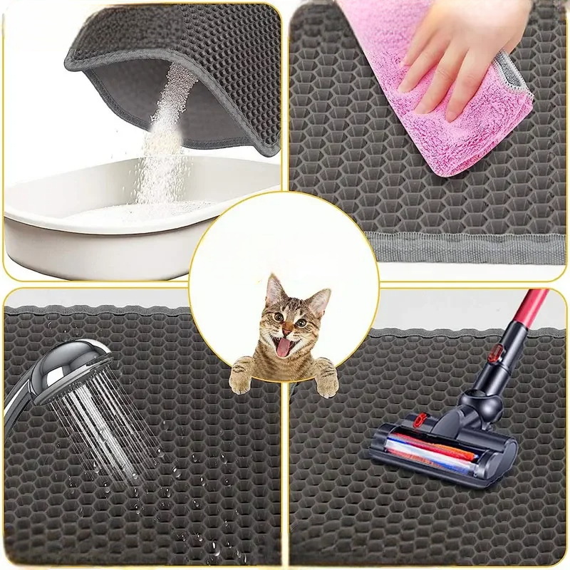 Tappeto per lettiera antiscivolo per gatti – doppio strato grande, impermeabile e resistente all’usura