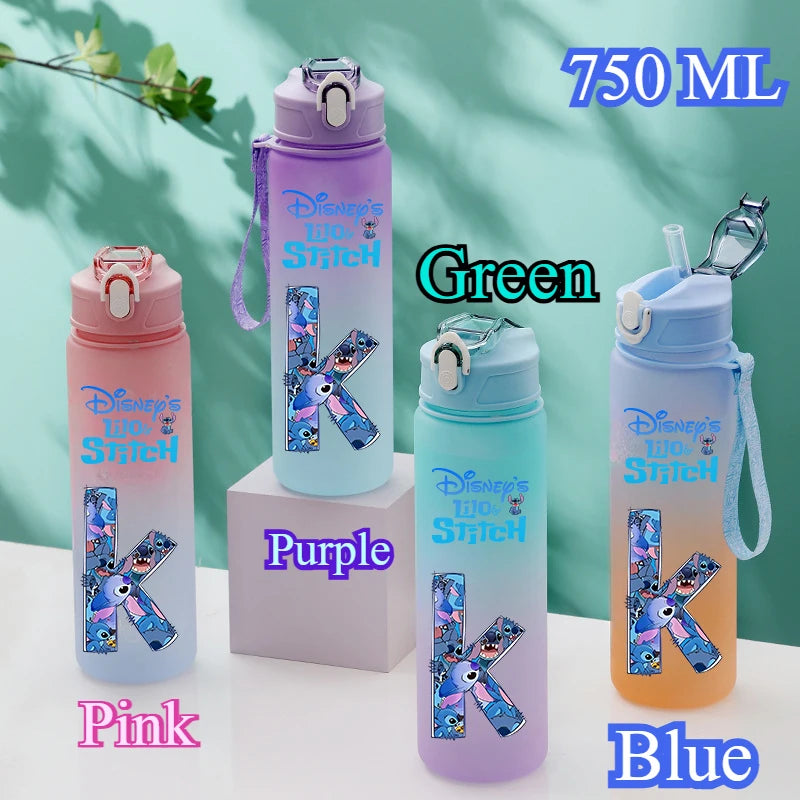 Gourde Disney 750 ML avec lettres A-Z – Grande capacité, portable, imprimée avec personnages d’anime, idéale pour l’extérieur et cadeau.
