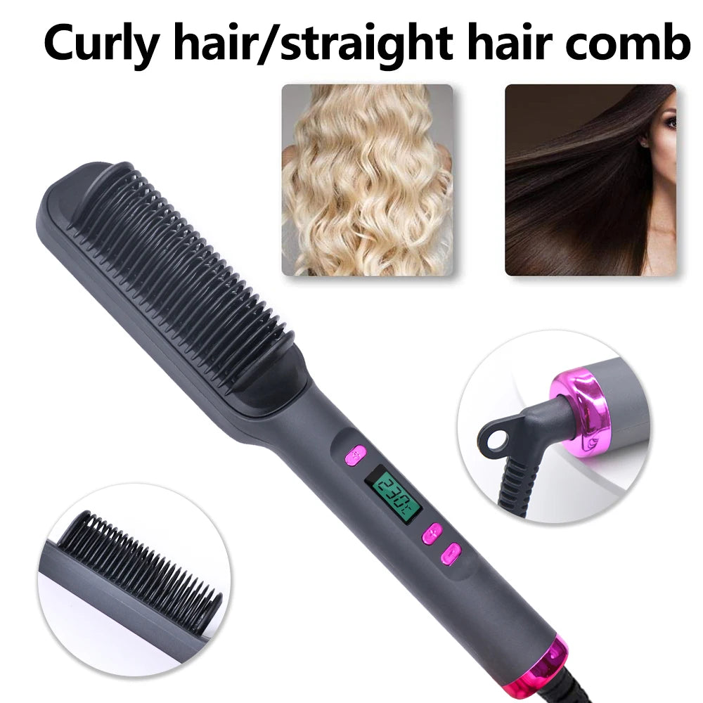 Multifunctional heated electric comb – Hair straightener, negative ion, anti-scald, fast straightening brush