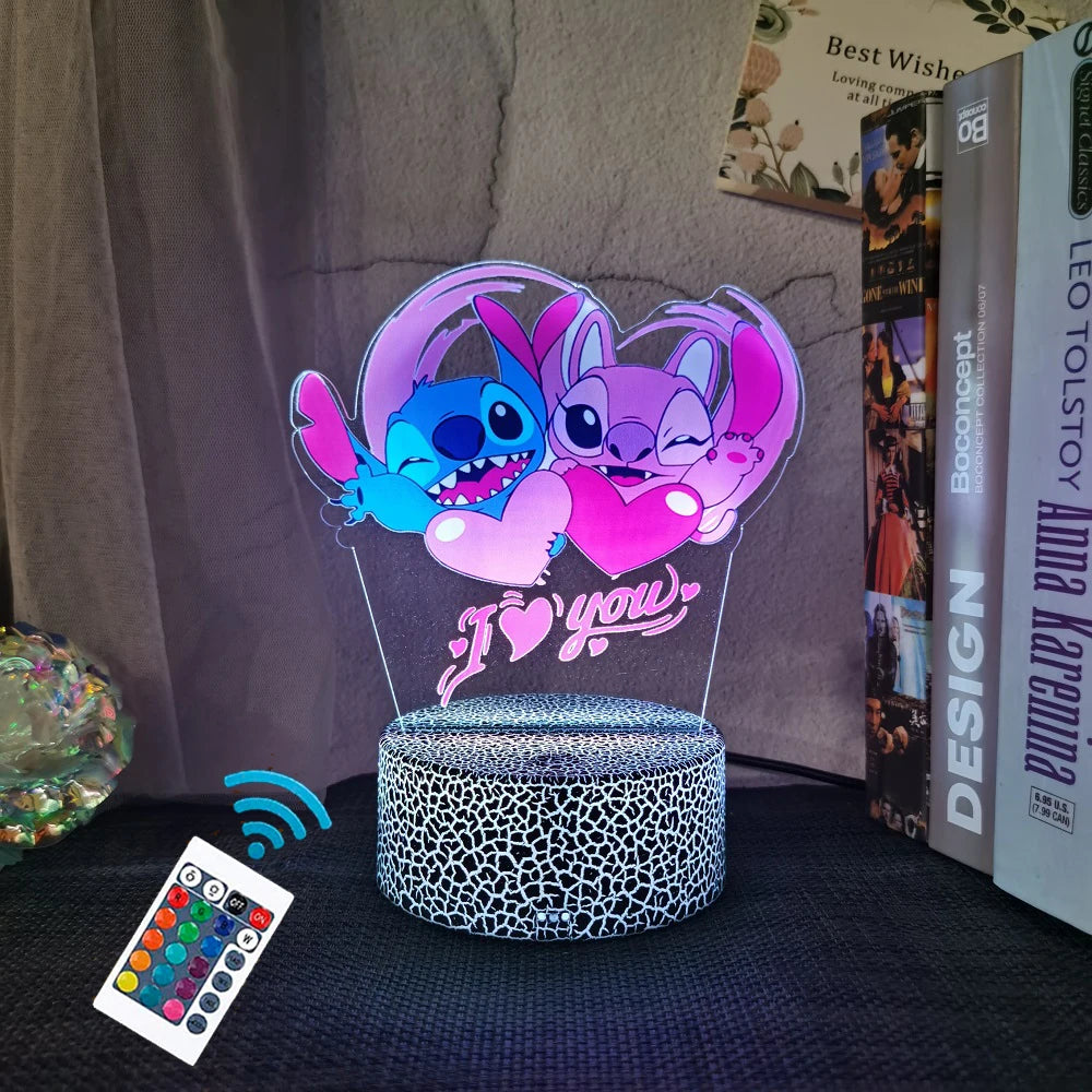 Lampada Notturna Lilo & Stitch™ 3D LED Multicolore – 16 Colori & Telecomando Intelligente | Regalo per Bambini & Decorazione Magica per la Camera 🌙✨