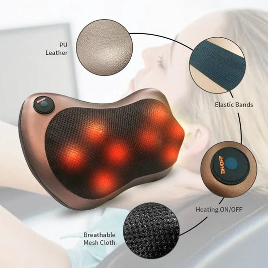Shiatsu Neck & Back Massager Pillow with Heat – Home & Car Use