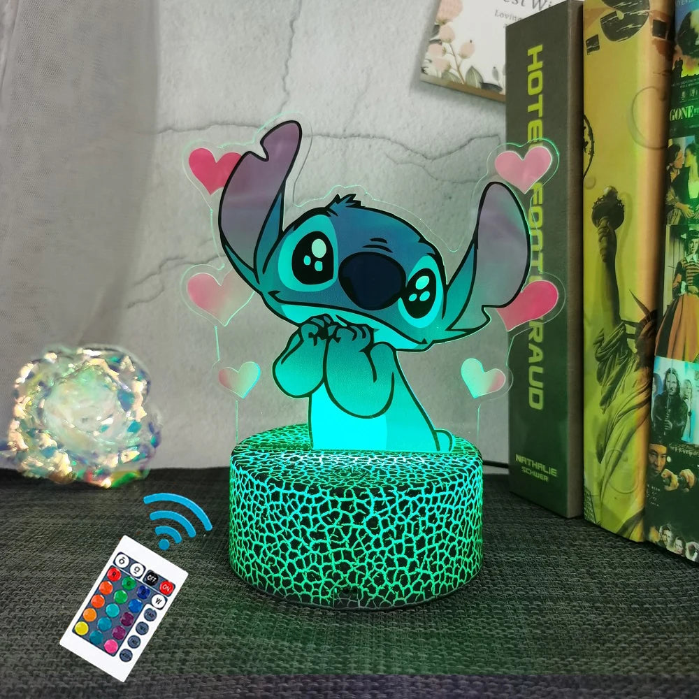 Lampada Notturna Lilo & Stitch™ 3D LED Multicolore – 16 Colori & Telecomando Intelligente | Regalo per Bambini & Decorazione Magica per la Camera 🌙✨