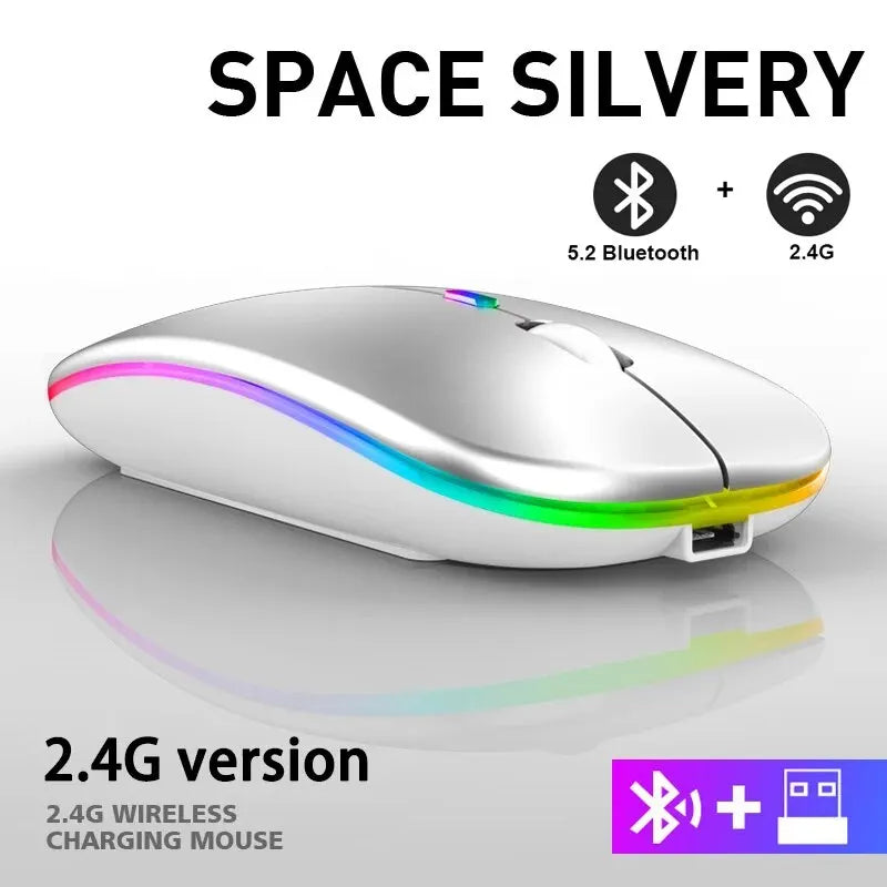 Mouse da gaming Bluetooth wireless RGB – Ergonomico & ricaricabile per PC e laptop