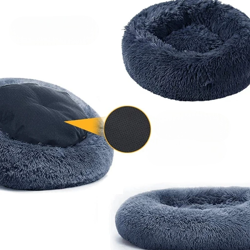 Letto rotondo per animali – divanetto caldo e accogliente in peluche, per cani e gatti, tutte le taglie