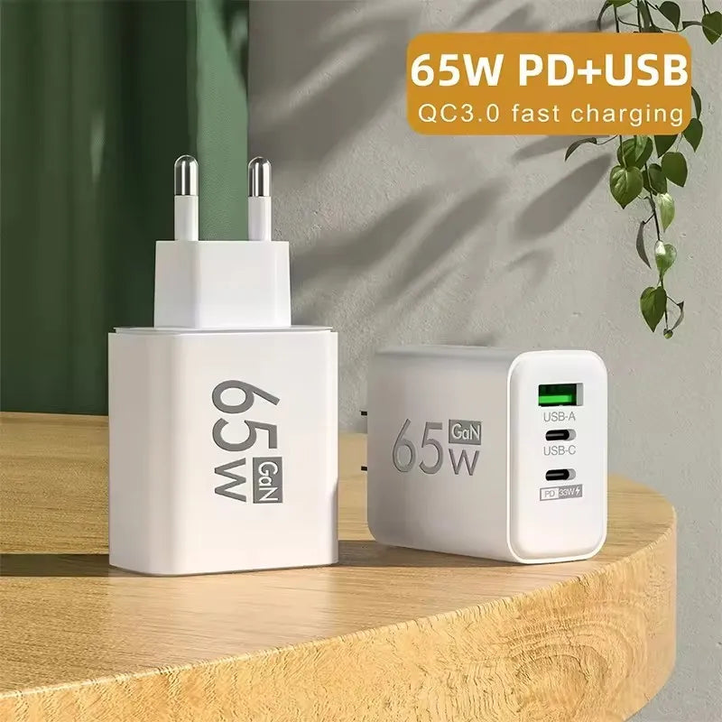 GAN 65W Fast Charging USB European Plug QC3.0 EU KR PD Fast Charging Head