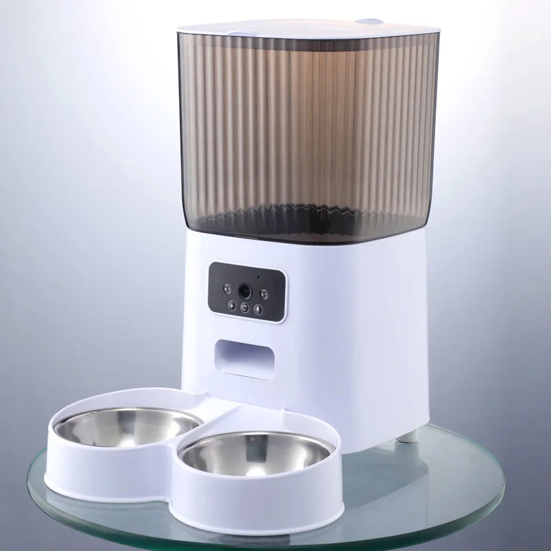5L Smart Automatic Feeder for Cats and Dogs – Camera, Double Bowl, Dry Food Dispenser with Voice and Video Recording