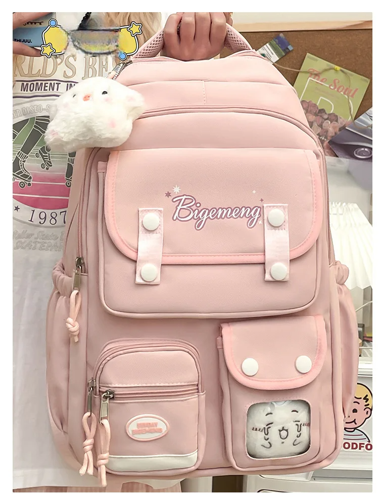 Zaino multi-tasche unisex con bambola – Ideale per liceali, studenti e bambini – Stile, moda e comfort