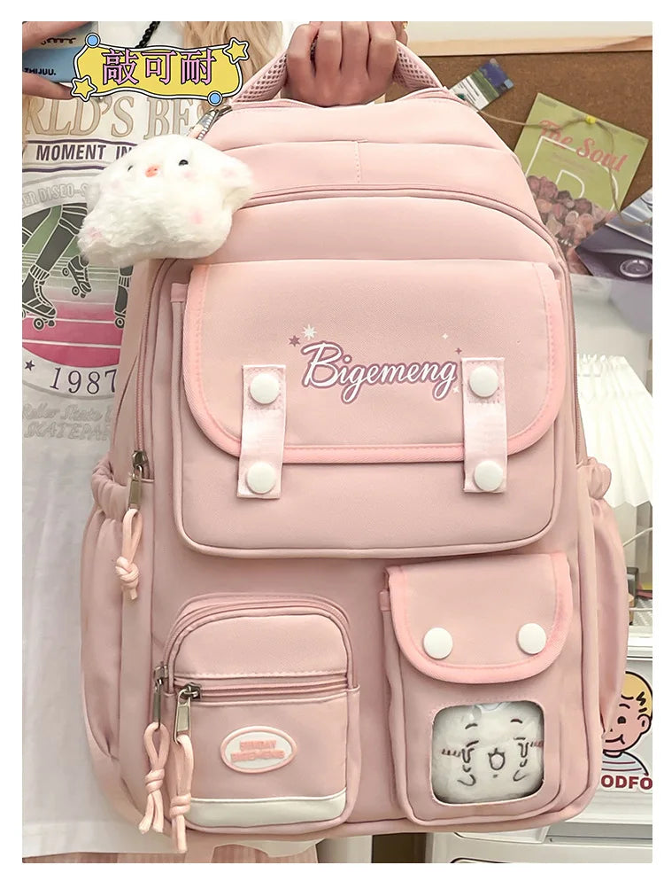 Unisex Multi-Pocket Backpack with Doll – Perfect for High School, College Students, and Kids – Stylish & Comfortable