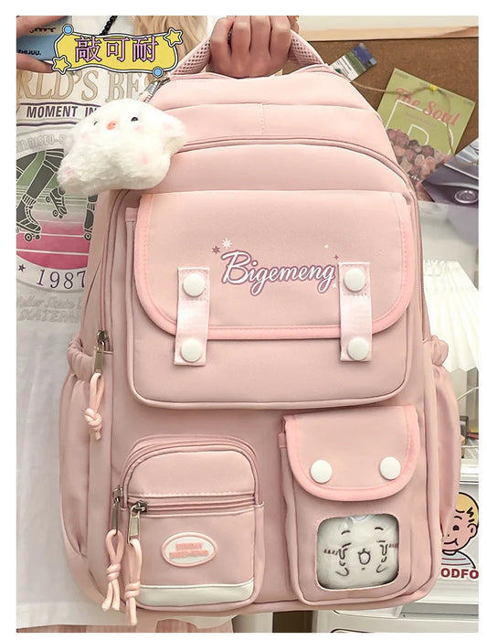 Unisex Multi-Pocket Backpack with Doll – Perfect for High School, College Students, and Kids – Stylish & Comfortable