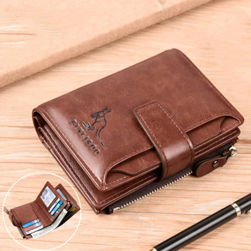 Men’s Leather Wallet – RFID Secure Card Holder, Zipper Coin Pocket, Compact Stylish & Practical Design