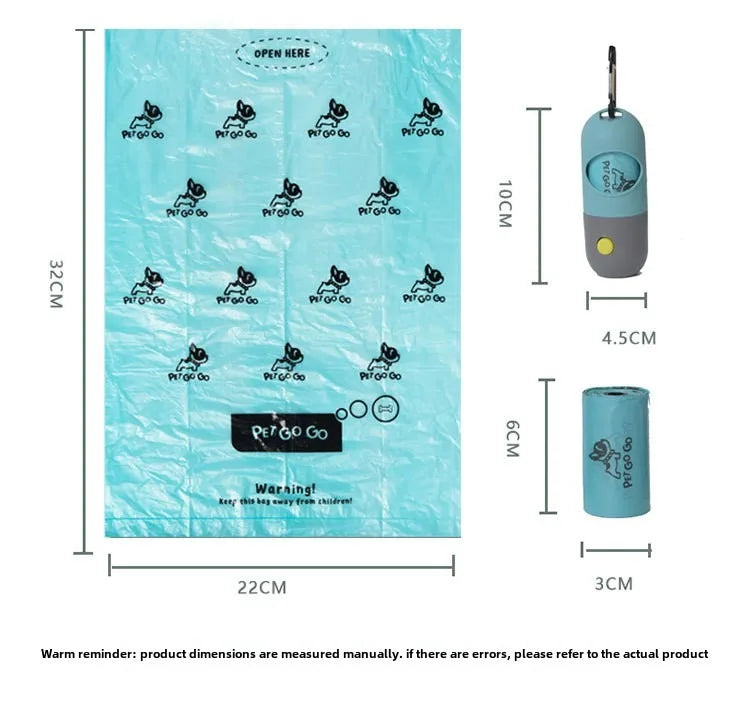 Dog Poop Bag Dispenser with Hanging Hook, Portable Travel Trash Bags, Dog Waste Pickup, Pet Cleaning Equipped with LED Light