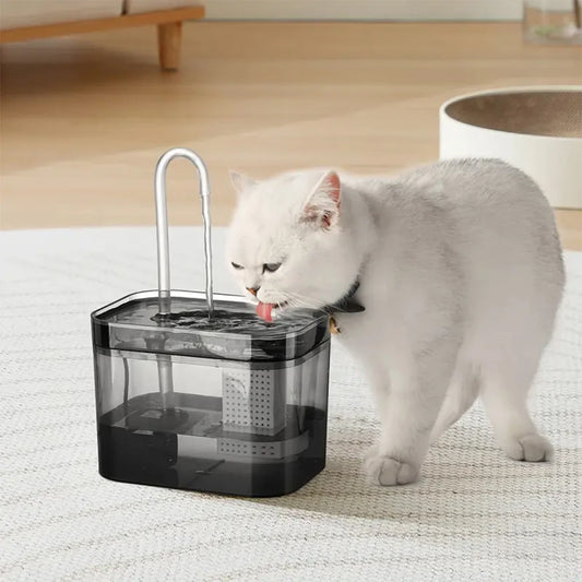 Cat Water Fountain – Silent USB Automatic Dispenser with Filter, 1.5 L, Black Transparent