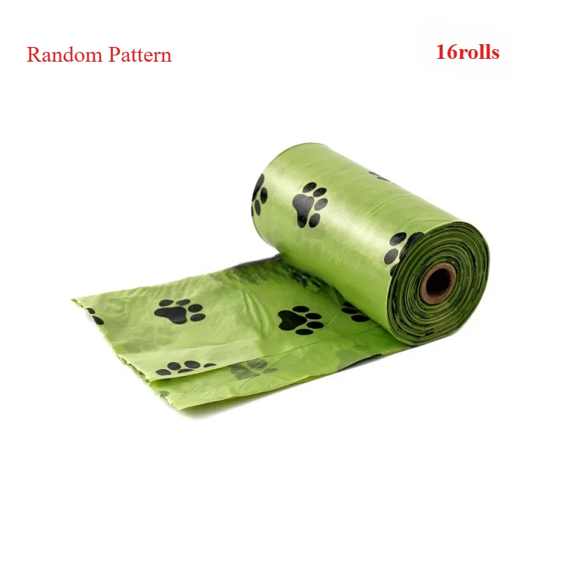 Sacchetti spessi per feci di cane – 8 o 16 rotoli, anti-perdita, per passeggiate e attività all’aperto, motivo casuale verde
