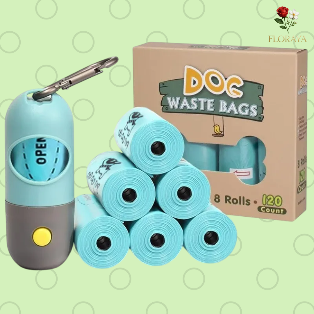 Distributore di sacchetti per escrementi di cane con gancio sospeso, sacchetti da viaggio portatili, raccolta degli escrementi del cane, pulizia degli animali domestici con illuminazione a LED