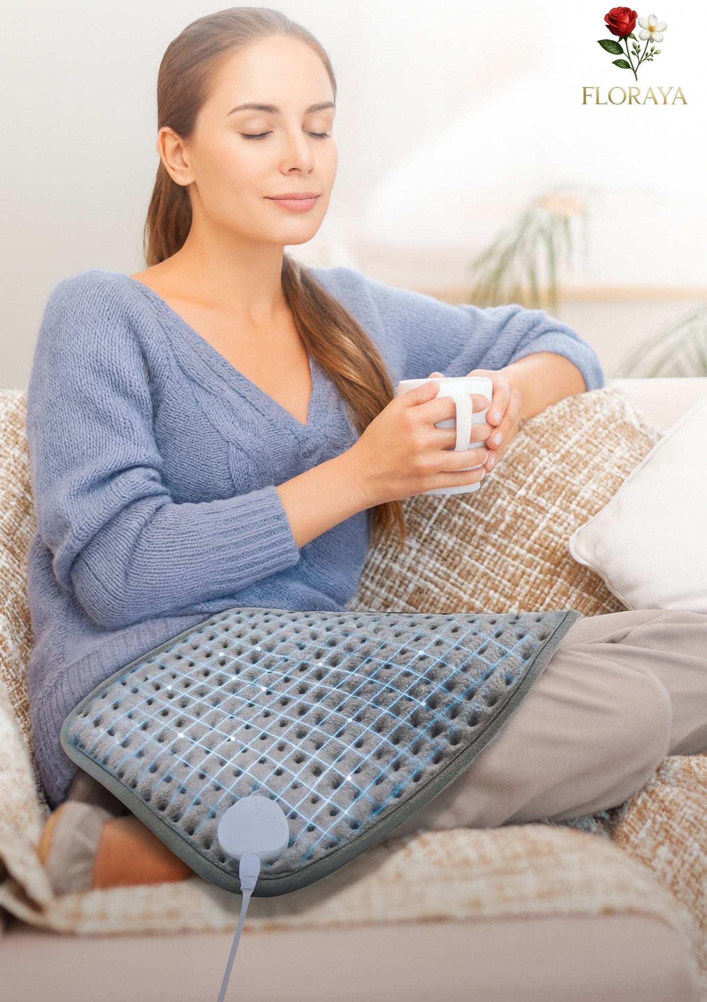 Coperta Riscaldante Elettrica Ultra Morbida 58×29 cm – 9 Livelli di Calore, Timer Intelligente, Tessuto in Micro-Peluche Lavabile