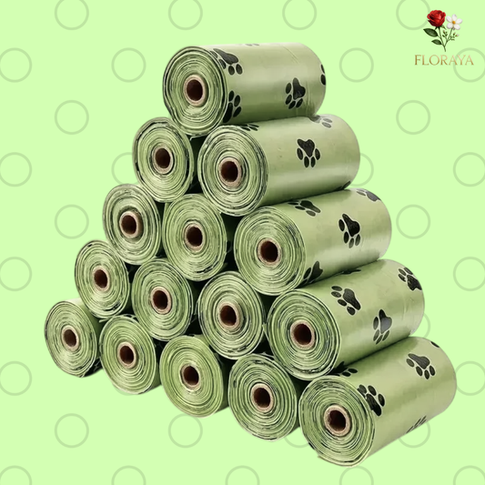 Sacchetti spessi per feci di cane – 8 o 16 rotoli, anti-perdita, per passeggiate e attività all’aperto, motivo casuale verde